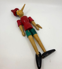 Vintage Wooden Pinocchio Statue : Articulated Wooden Puppet / Italian 16  