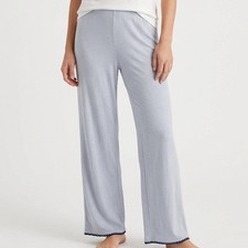 Eberjey Side Of Life Pajama Pants Womens S Blue Stretch Elastic Waist Wide Leg