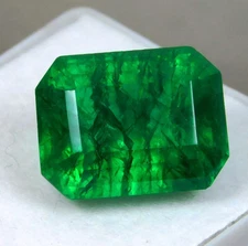 9 CT Colombian Natural Green Emerald Radiant Cut Certified Loose Gemstone