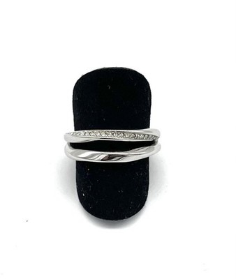 FOSSIL Mode Ring mit Muster, simulierte Diamanten, Gr. 56, 2,5 - 7 mm breit.