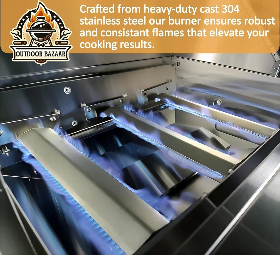 4 件套铸造不锈钢燃烧器适用于公牛烧烤、Cal Flame、Blaze、Turbo... — 第 4/4 张图片