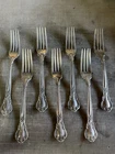 Gorham Sterling Silver Set of 7 Forks Pat. 1895 Ornate Pattern Antique
