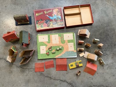 Vintage Spear's THE MODEL VILLAGE Playset, Spear Works, Germany cardboard houses