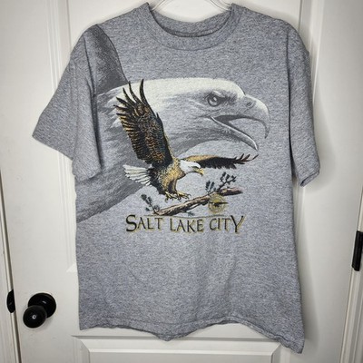 Vintage Salt Lake City Eagle Shirt Mens Large Gray Graphic Tee Sansegal USA 90s