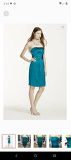 Size 12 Davids Bridal Oasis Blue Short Charmeise Dress with Pockets