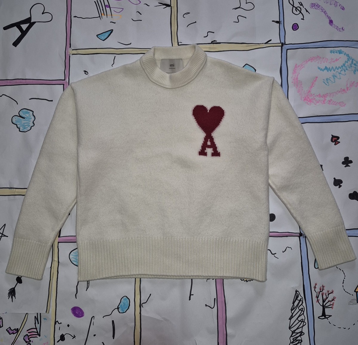 AMI Paris (Ami de Cœur) Oversize Fit Cream/white Color (NOT YEELOW