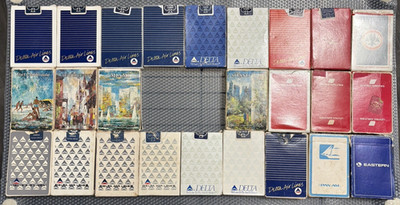 25 Decks of Airline Playing Cards Delta, American, Pan Am, Eastern Vintage