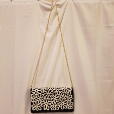 Moda Shoulder Bag Purse Black w/Die Cut White...