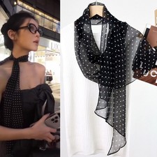 100 Silk Sheer Scarf Women Long Neckerchief Summer Beach Shawl