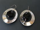 Mexico 925 Sterling Silver Onyx 2" Dangle Earrings Modernist BOHO — photo 6