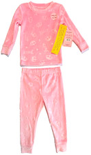 Juicy Couture Baby Girl Pajamas 12M Pink Embossed Logo 2pc Sleep Set NWT