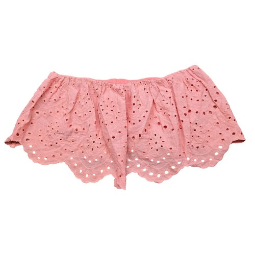 NWT NEW Women's Blue Blush Coral Embroidered Eyelet Ruffle Crop Top | Size Small