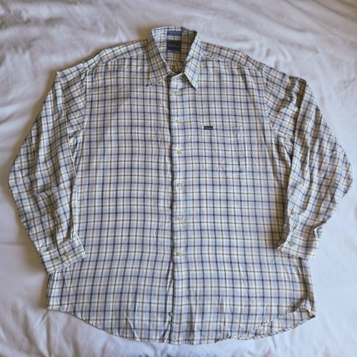 Façonnable, Vintage Faconnable Men's Size 2XL 100% Cotton Button-up Long Sleeve Plaid Shirt