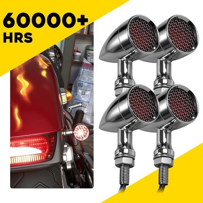 M10 Chrome LED Turn Signal Indicator Blinker Red Light 4PCS - Lens Replaceable