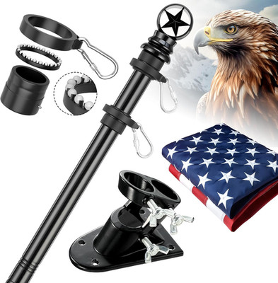 Heavy Duty 5Ft Stainless Steel Flagpole Kit with 3X5 US Flag and Mounting Bracke