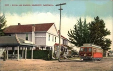 SEABRIGHT CALIFORNIA CA Hotel and Railroad Train Station Depot Postcard