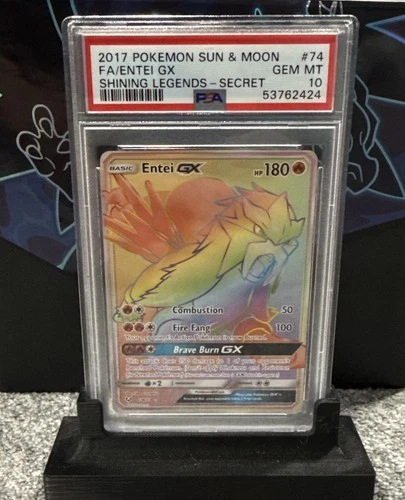 Pokémon Entei GX Secret Rare Holo Shining Legends 74/73 2017 PSA 10