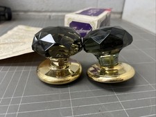 VINTAGE DOOR KNOB SET GAINSBOROUGH SONATA CRYSTAL GOLD HARDWARE