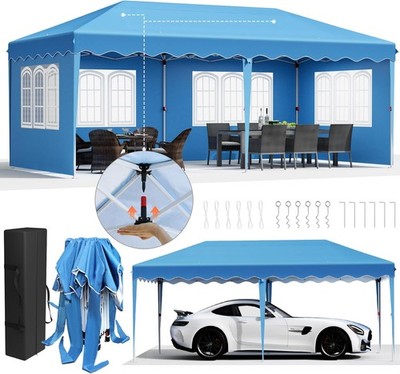 Pavillon 3x6m Faltpavillon Wasserdicht Partyzelt Gartenzelt mit 4 Seitenteilen