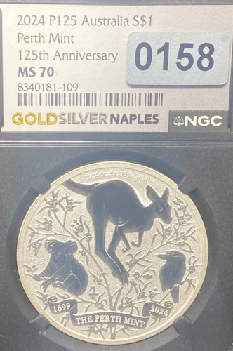 2024 P125 SILVER AUSTRALIA PERTH MINT 125th ANNIVERSARY 1 OZ NGC MS 70