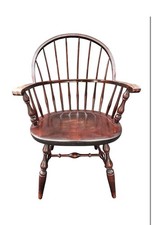 Nichols & Stone Maple Windsor Comb-Back Armchair with Hooked Floral Seat Cushion