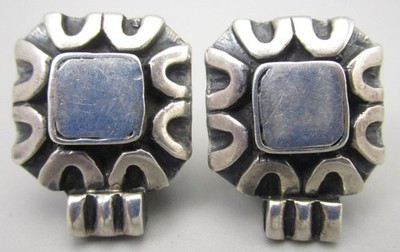 LOVELY DIAN MALOUF STERLING SILVER 1'' CLIP ON EARRINGS