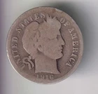 1916-P BARBER DIME 10¢ PHILADELPHIA 90% SILVER COIN UNITED STATES MINT