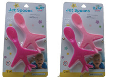 VIP Baby Club Airplane Jet Spoons Toddler Pink Soft Grip New 2 Pack 4 Total
