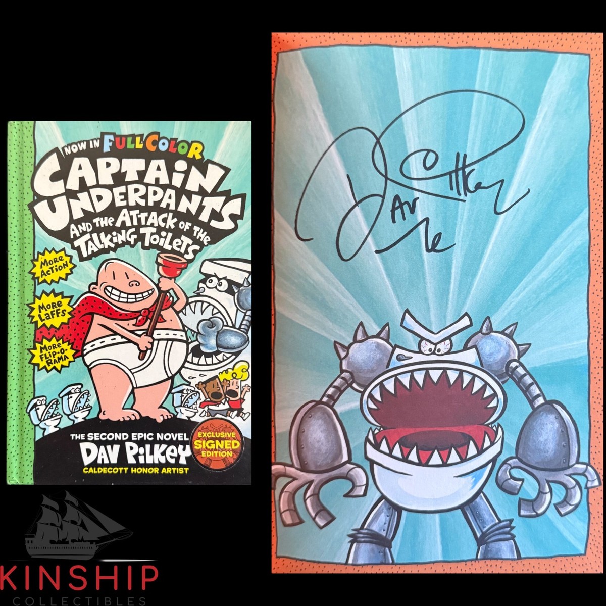 Dav Pilkey signed Hard Cover Book JSA COA Captain Underpants Auto