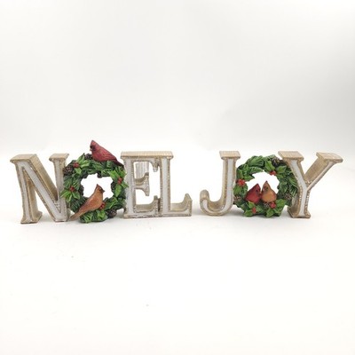 2-Piece Joy and Noel Sign with Cardinals by Valerie Christmas Holiday Decor