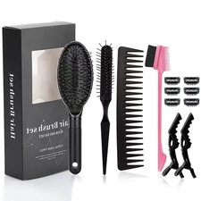 12Pcs Wig Styling Set - Massage Brush, Wide-Tooth Comb, Edge Brush, Wet Brush, W