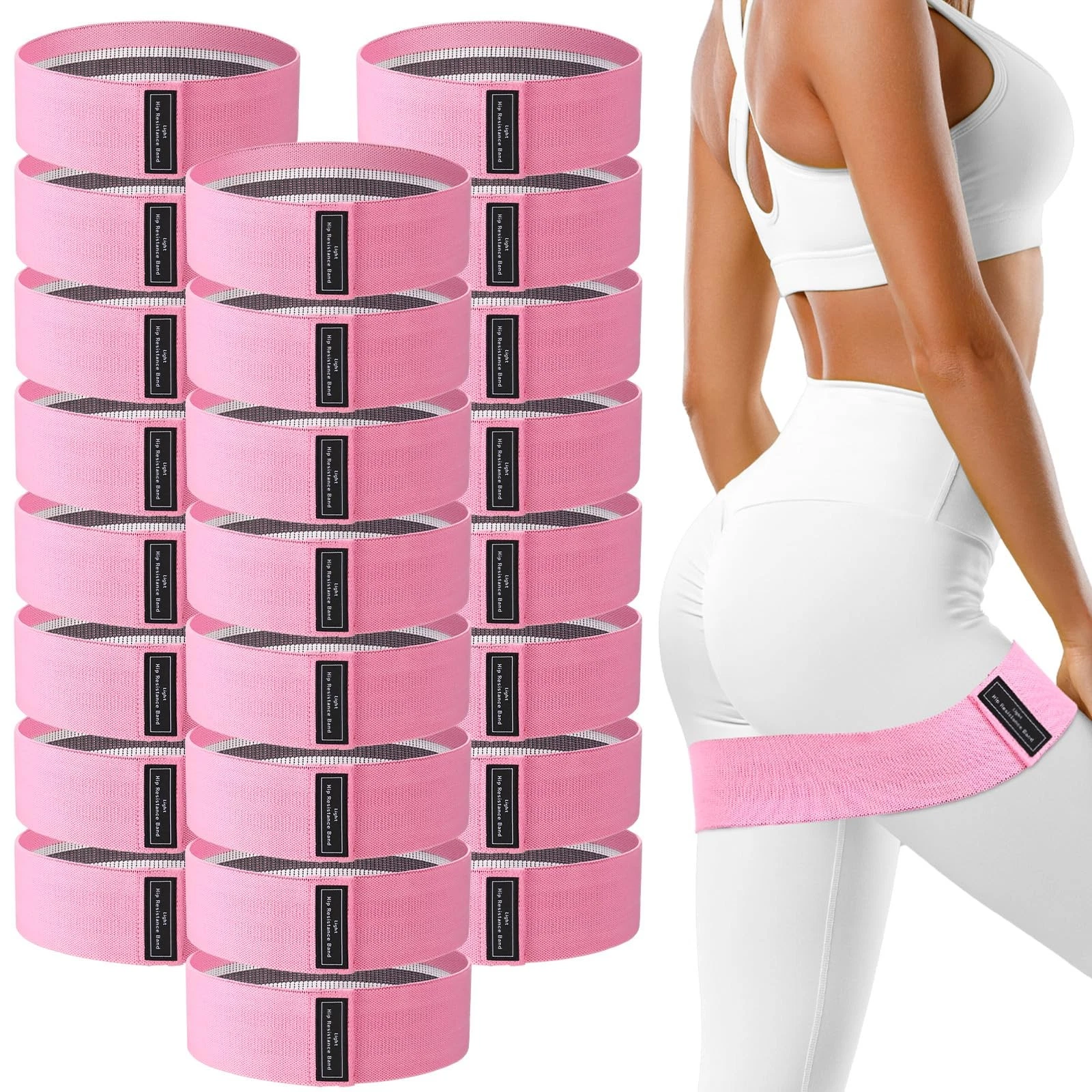 24 Pcs Fabric Resistance Bands for Working Out Strength Exercise Bands for Me...