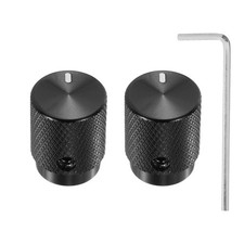 2 Pcs Aluminium Knobs, 6mm IDx12.5mm ODx16mm, Oval Indicator, Bright Black
