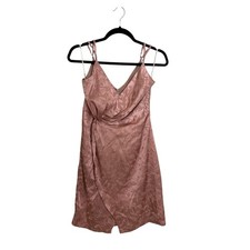 Lulus Dress Womens Small Classy Moments Mini Blush Satin Jacquard Twist Front