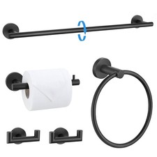 TNOMS 5 Pieces Towel Bar Set Matte Black Bathroom 5 Pieces,