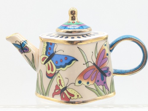 Vivian Chan Miniature Butterflies Teapot Gold Colored Trim 2000 - Picture 5 of 18