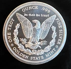 Morgan Dollar Design Golden State Mint Rare Bullion-0.999 Silver 1 Oz Art Coin