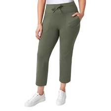 NEW Mondetta Women's L High-Rise Capri With Drawcord Moisture-Wicking Green