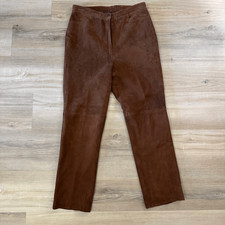 Vintage Women's L High Rise Suede Pant Brown Fall Bohemian Academia Straight Leg