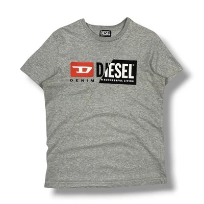 T-shirt homme Diesel coton punk grand logo gris occasion taille moyenne - Photo 1/4
