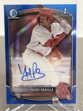 2025 Bowman Chrome Yairo Padilla Auto True Blue Refractor 1st Prospect /150