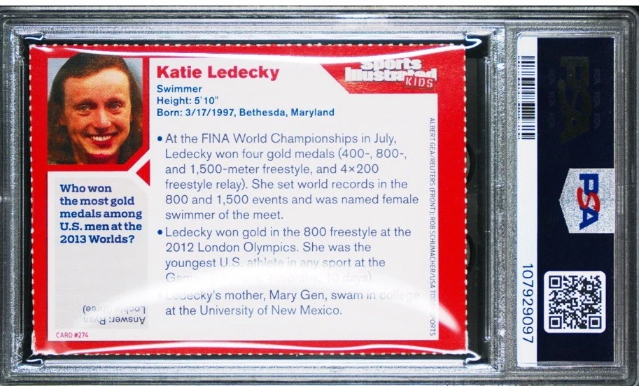 Katie Ledecky Rookie 2013 Sports Illustrated SI para niños natación EE. UU. PSA 4 Foto 2 de 2