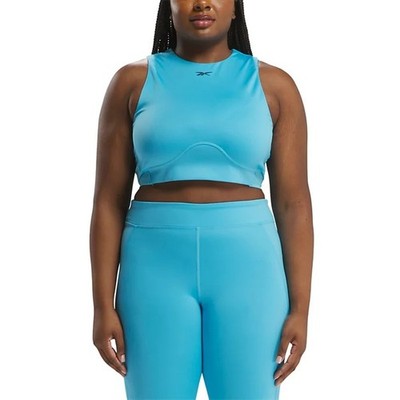 Reebok Plus Size Lux Contour Crop Top Women Sleeveless Size 2X/18-20W Bold Cyan