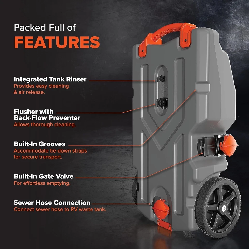 Camco Rhino 36-Gallon Camper/RV Tote Tank - Features Large Heavy-Duty No-Flat Foto 3 de 4