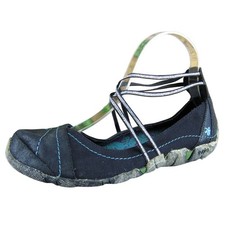 Cushe Molokai Women 7 Black Fabric Strappy Mary Jane Flats Casual Comfort