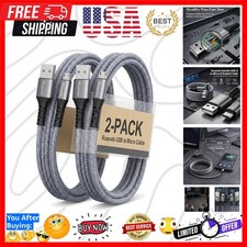 6ft Micro USB Cable 2-Pack, Heavy Duty Pet-Proof Braided Android Charger Cord...