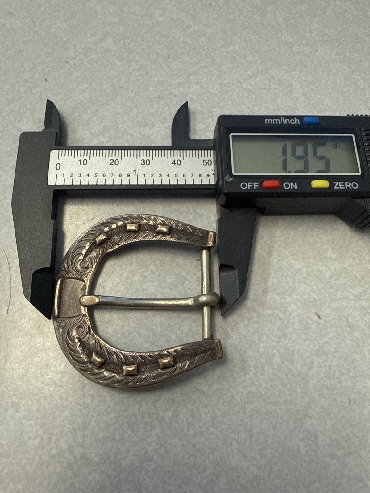 Vintage Sterling Silver 10kt Gold Horseshoe Belt Buckle 24g Fits 1” Belt