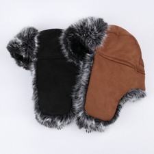 Homme Femme Chaud Hiver Trappeur Russe Ouchanka Chapeau avec Fourrure Ear Rabats