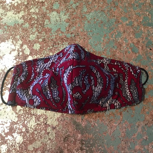 WOMEN’S RED AND BLACK COTTON BLEND WITH FELT BACK FACE MASK OSFM - Picture 5 of 11