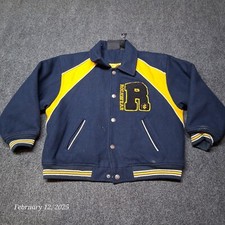 Vintage Rocawear Wool Snap Varsity Jacket Youth Size XL 7X Blue